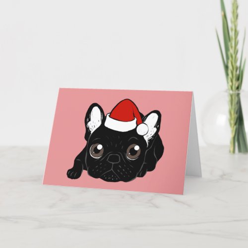 Brindle Frenchie loves Christmas season Holiday Card