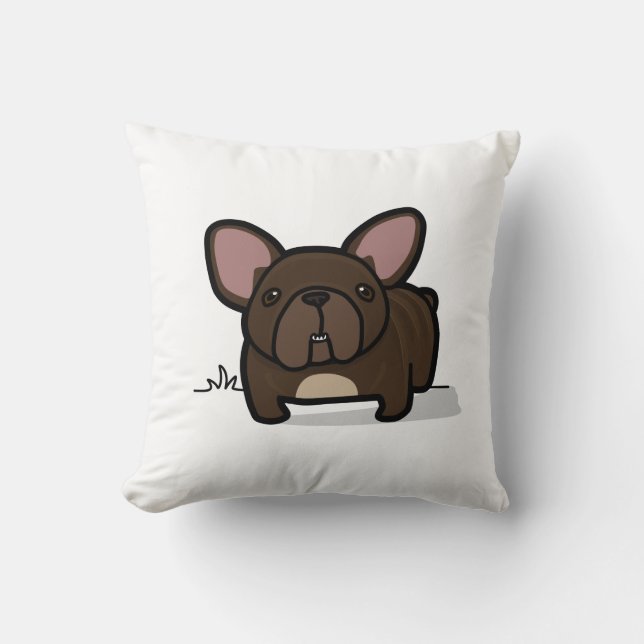 Brindle Frenchie Throw Pillow (Front)