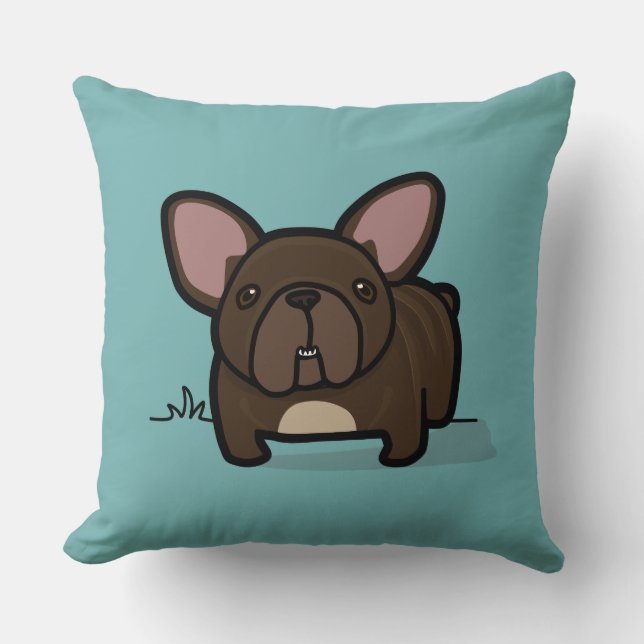 Brindle Frenchie Throw Pillow (Front)