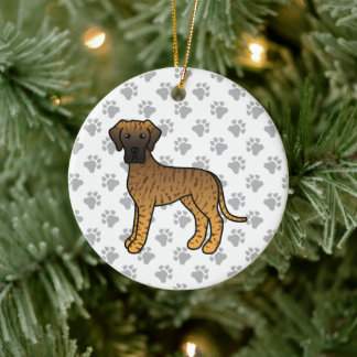 Brindle Great Dane Cute Cartoon Dog Ceramic Ornament