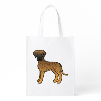 Brindle Great Dane Cute Cartoon Dog Grocery Bag