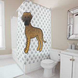 Brindle Great Dane Cute Cartoon Dog Shower Curtain