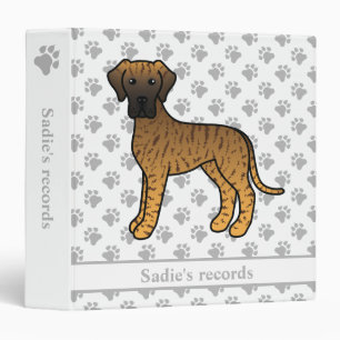 Brindle Great Dane Cute Cartoon Dog & Text 3 Ring Binder