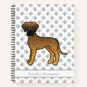 Brindle Great Dane Cute Cartoon Dog & Text Notebook