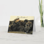 Brindle Greyhound &amp; Bunny Easter Card at Zazzle