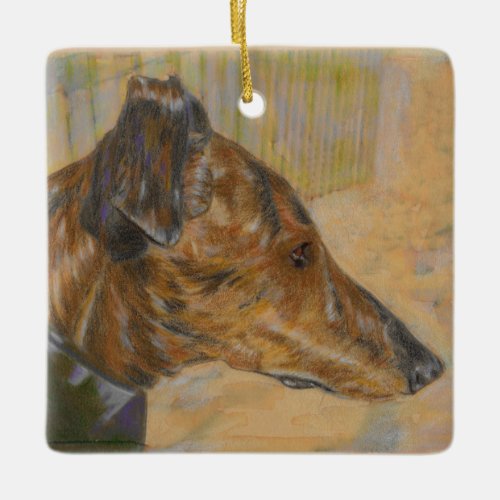 Brindle Greyhound Christmas Ornament