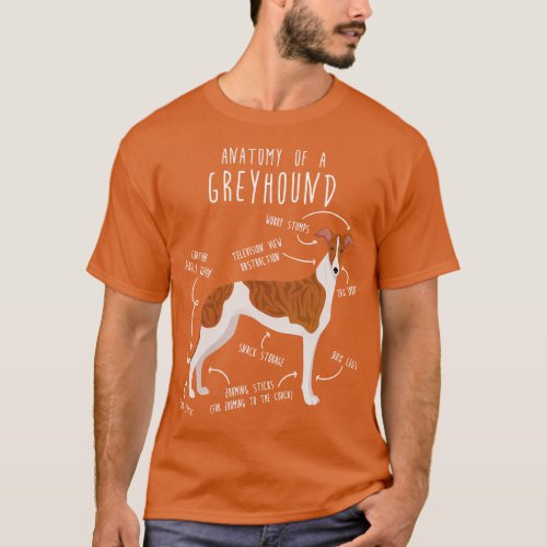 Brindle Greyhound Dog Anatomy T_Shirt