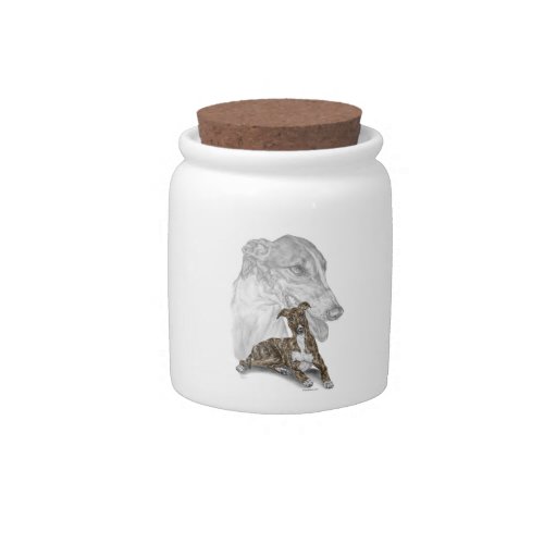 Brindle Greyhound Dog Art Candy Jar