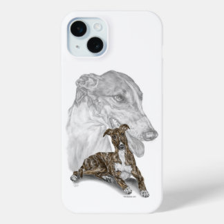 Brindle Greyhound Dog Art iPhone 15 Plus Case