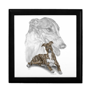 Brindle Greyhound Dog Art Gift Box