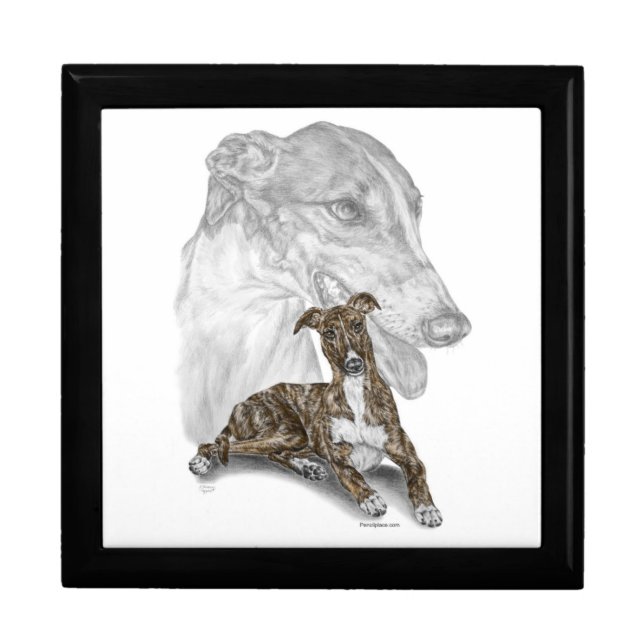 Brindle Greyhound Dog Art Gift Box (Front)