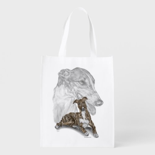 Brindle Greyhound Dog Art Grocery Bag