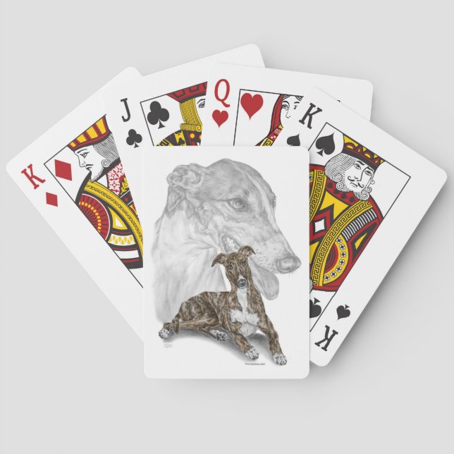 Brindle Greyhound Dog Art Poker Cards (Back)