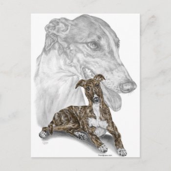 Brindle Greyhound Dog Art Postcard by KelliSwan at Zazzle