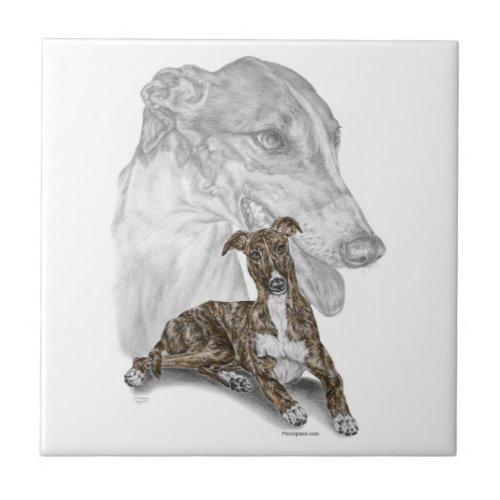 Brindle Greyhound Dog Art Tile