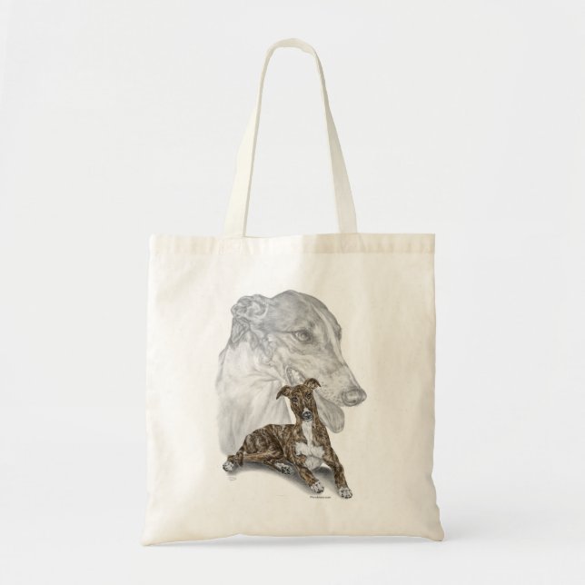 Brindle Greyhound Dog Art Tote Bag (Front)