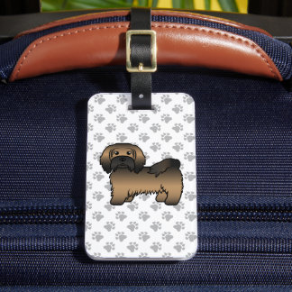 Brindle Havanese Cute Cartoon Dog &amp; Custom Text Luggage Tag