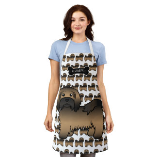 Brindle Havanese Cute Cartoon Dog Drawing &amp; Name Apron