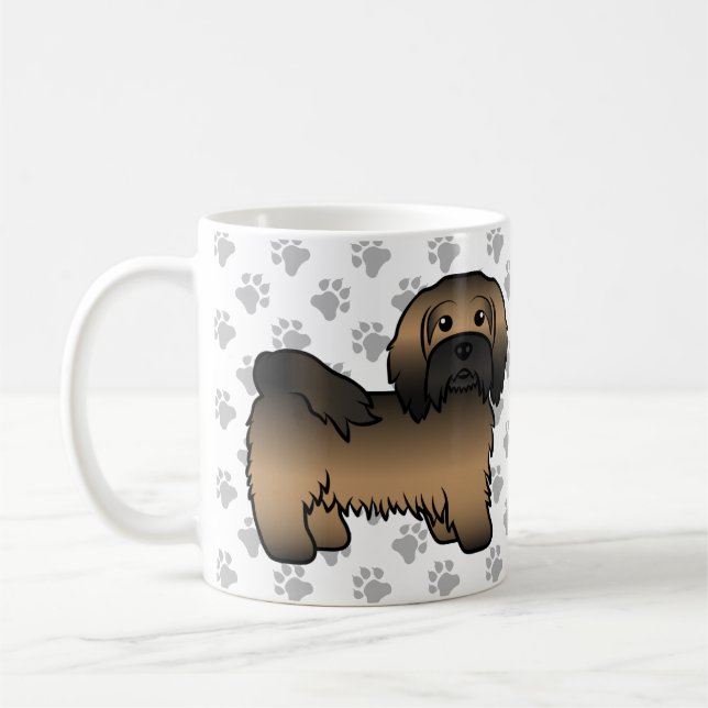 Brindle Havanese Cute Cartoon Dog Illustration Coffee Mug (Left)