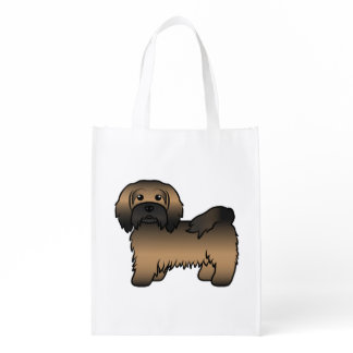 Brindle Havanese Cute Cartoon Dog Illustration Grocery Bag