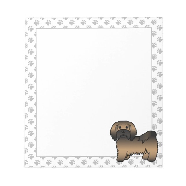 Brindle Havanese Cute Cartoon Dog Illustration Notepad (Front)