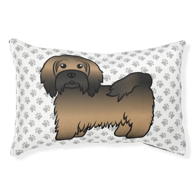 Brindle Havanese Cute Cartoon Dog Illustration Pet Bed (Front)
