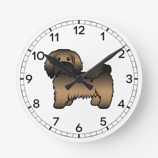 Brindle Havanese Cute Cartoon Dog Illustration Round Clock
