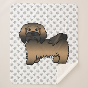 Brindle Havanese Cute Cartoon Dog Illustration Sherpa Blanket