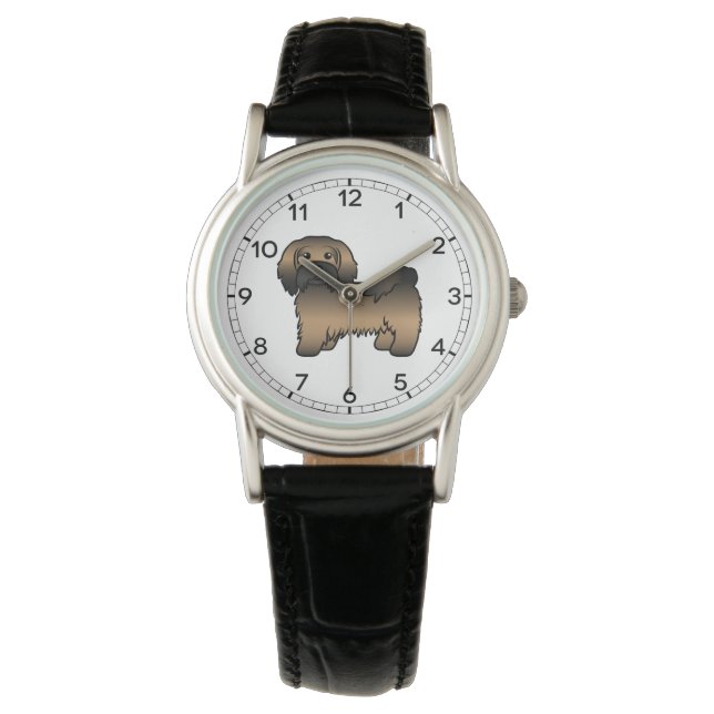 Brindle Havanese Cute Cartoon Dog Illustration Watch (Front)