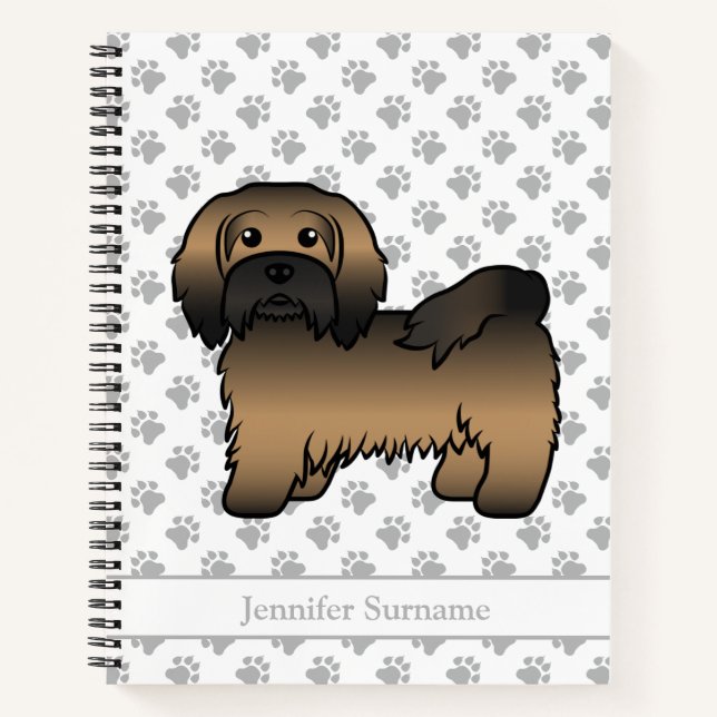 Brindle Havanese Cute Cartoon Dog & Name Notebook (Front)