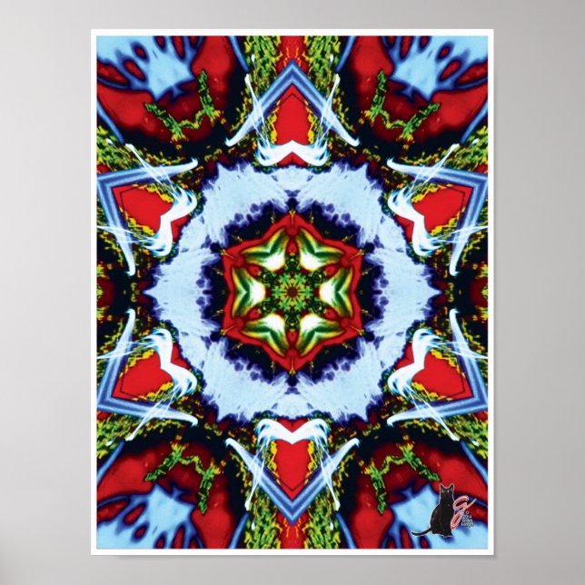 Brindle Kinetic Collage Kaleidoscope Poster (Front)