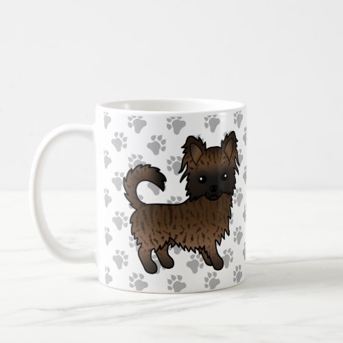 Brindle Long Coat Chihuahua Cartoon Dog  Paws Coffee Mug
