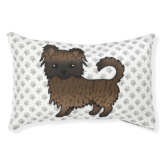 Brindle Long Coat Chihuahua Cartoon Dog &amp; Paws Pet Bed