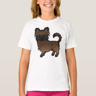 Brindle Long Coat Chihuahua Cute Cartoon Dog T-Shirt