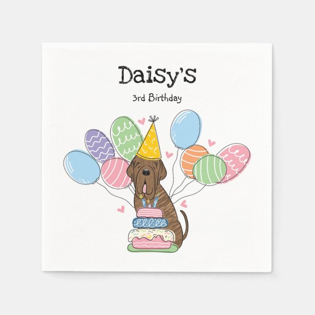 Brindle Neapolitan Mastiff Dog Birthday Party Napkins (Front)