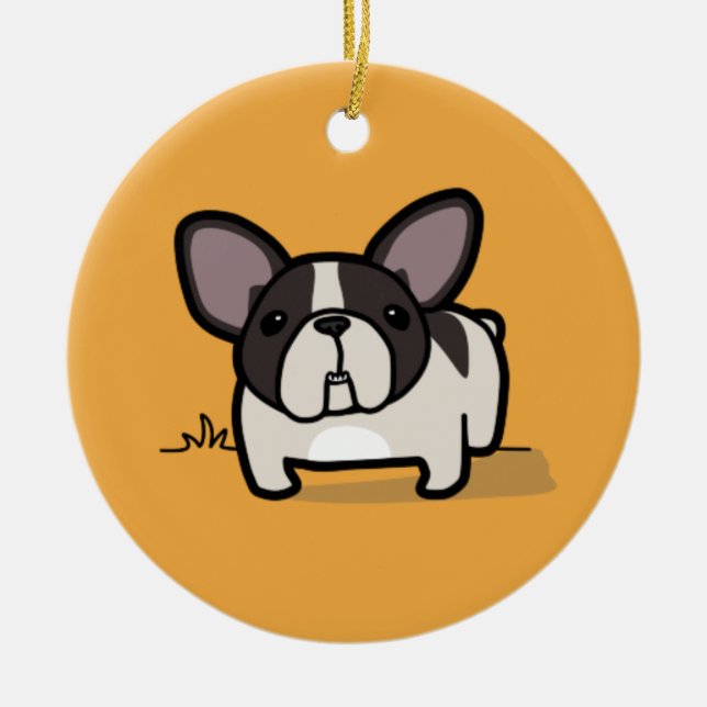 Brindle Pied Frenchie Ceramic Ornament (Front)