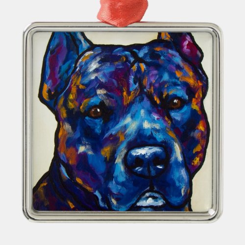 Brindle Pit Bull Cody Metal Ornament