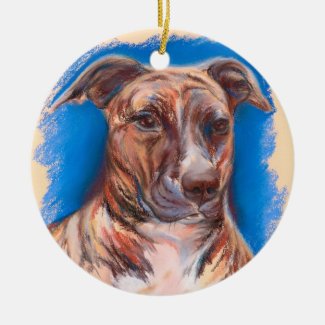Brindle Pit Bull Dog Ceramic Ornament