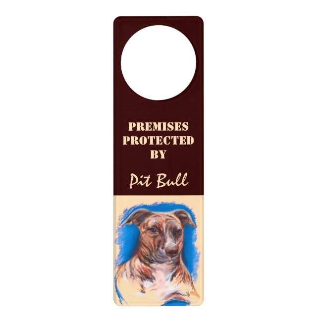 Brindle Pit Bull Dog Door Hanger (Front)