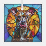 Brindle Pit Bull Dog &quot;Stained Glass&quot; Glass Ornament