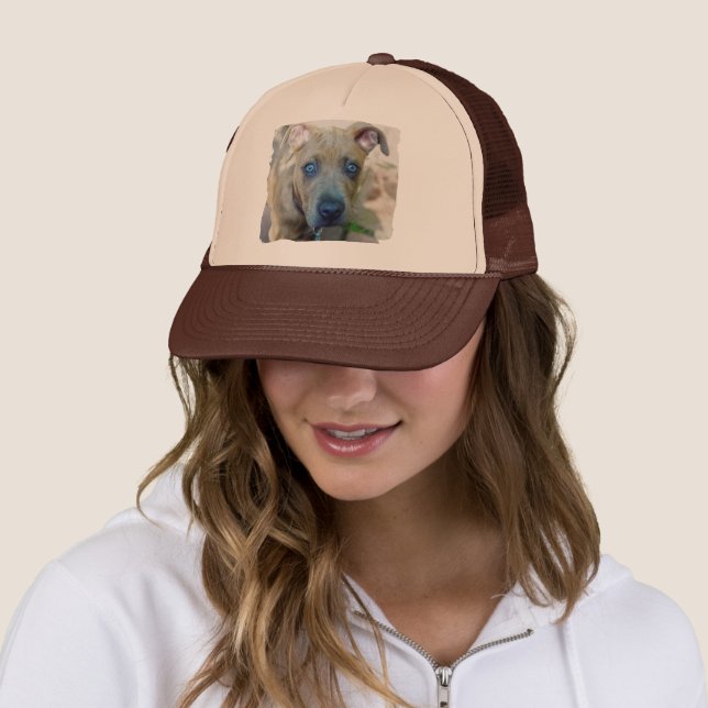 Brindle Pit Bull Puppy by Shirley Taylor Trucker Hat (In Situ)