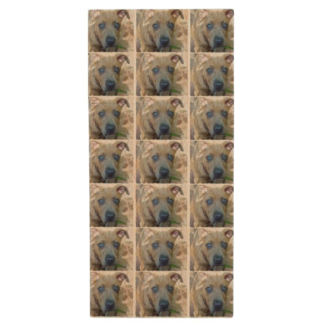Brindle Pit Bull Puppy by Shirley Taylor Wood USB Flash Drive (Front Vertical)