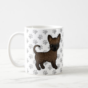 Brindle Smooth Coat Chihuahua Cartoon Dog & Paws Coffee Mug