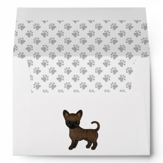 Brindle Smooth Coat Chihuahua Cartoon Dog &amp; Paws Envelope