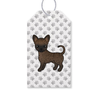 Brindle Smooth Coat Chihuahua Cartoon Dog &amp; Paws Gift Tags