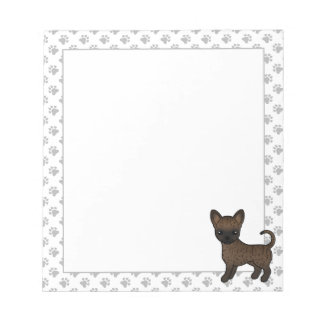 Brindle Smooth Coat Chihuahua Cartoon Dog &amp; Paws Notepad