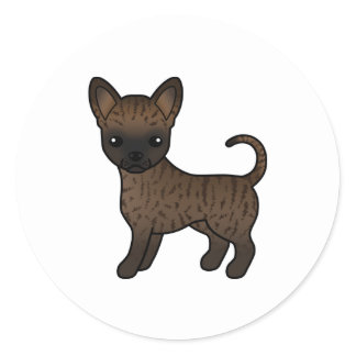 Brindle Smooth Coat Chihuahua Cute Cartoon Dog Classic Round Sticker