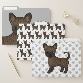 Brindle Smooth Coat Chihuahua Cute Cartoon Dog File Folder