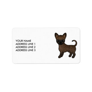 Brindle Smooth Coat Chihuahua Cute Cartoon Dog Label