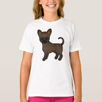 Brindle Smooth Coat Chihuahua Cute Cartoon Dog T-Shirt